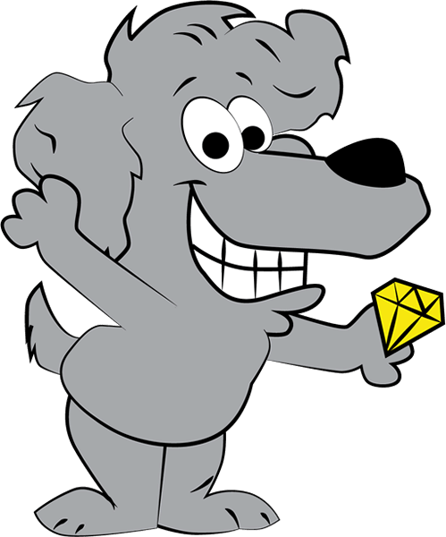 Rockhound cartoon dog icon
